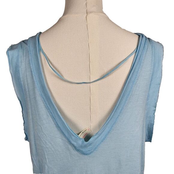 NEW Free People Movement Small Sky Blue Tank Cotton Modal Deep V-Neck BOHO - Picture 8 of 12